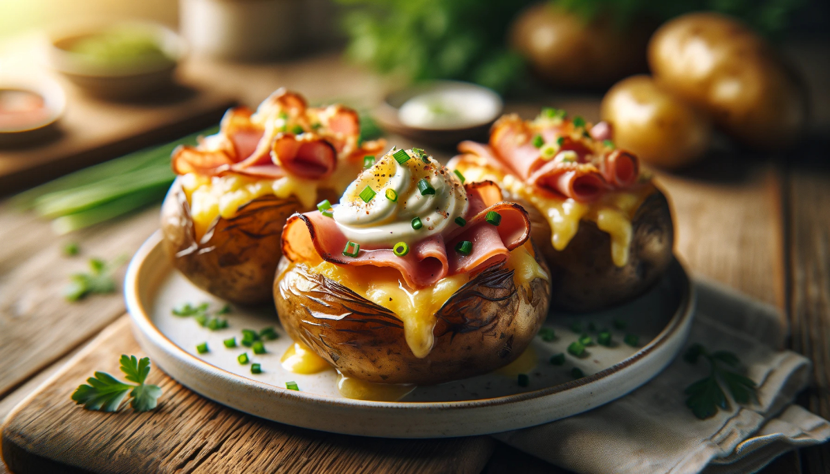 A Photograph Of A Plate Of Baked Potatoes