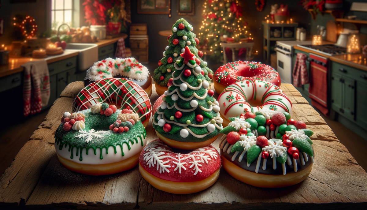 A Collection Of Holiday Themed Donuts