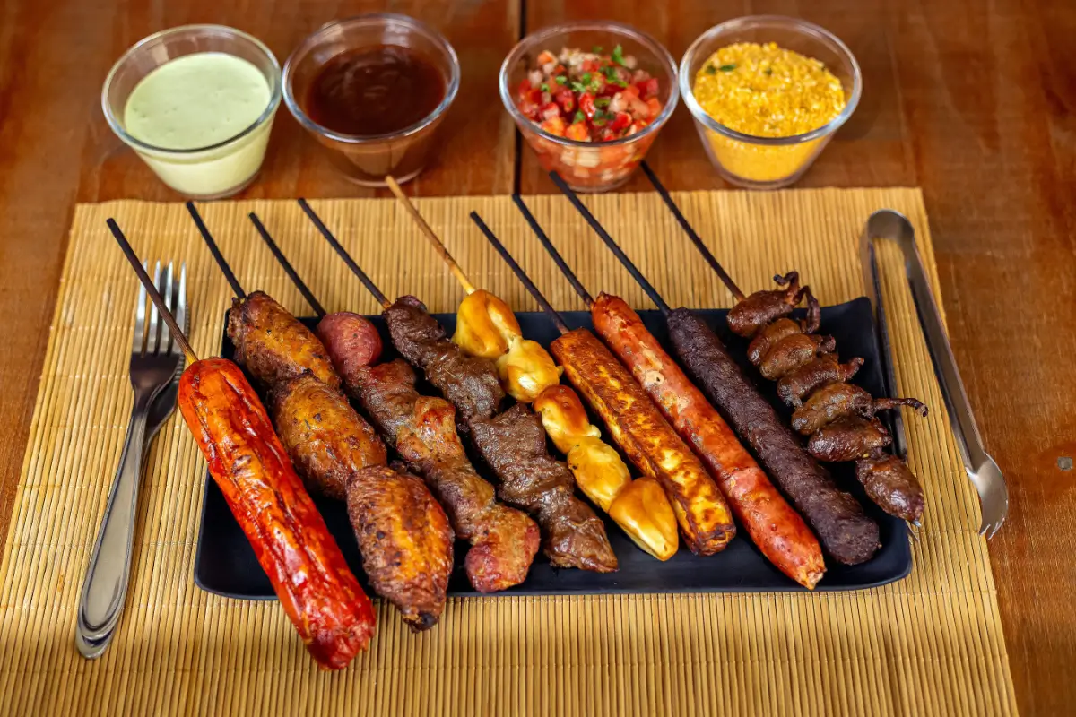 Plate Grilled Meats With Sauces On The Side