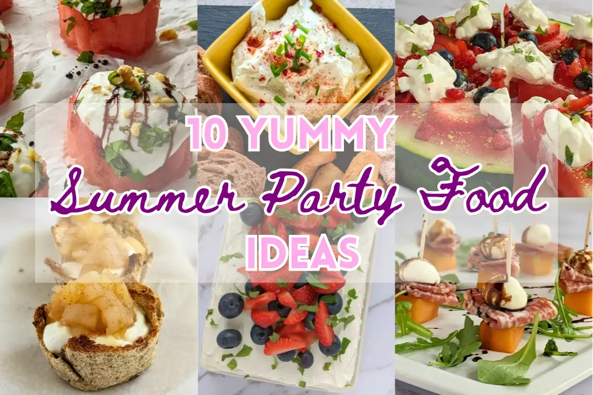 An inviting spread of summer party food with sweet and savory dishes ideal for warm-weather gatherings.