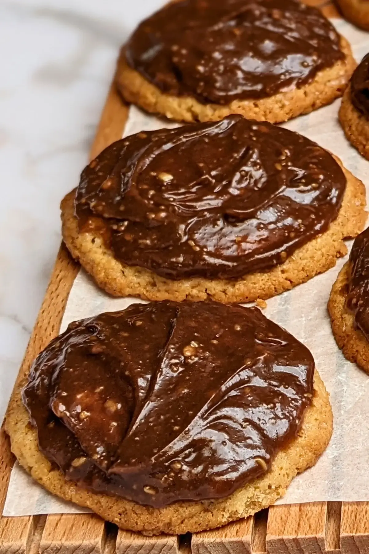 Applesauce cookies with chocolate peanut butter frosting - fall cookies made with applesauce and topped with a chocolate peanut butter frosting.
