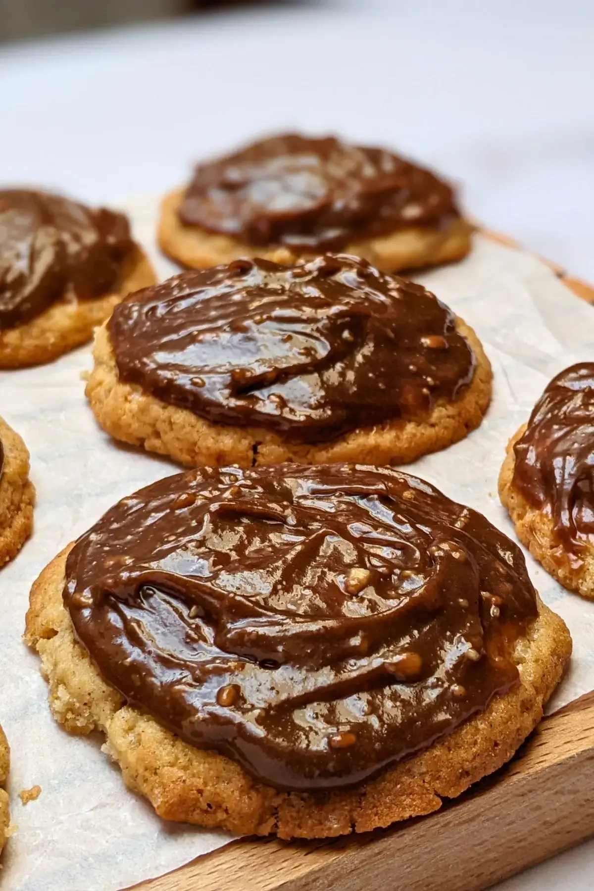 Applesauce cookies with chocolate peanut butter frosting - fall cookies made with applesauce and topped with a chocolate peanut butter frosting.