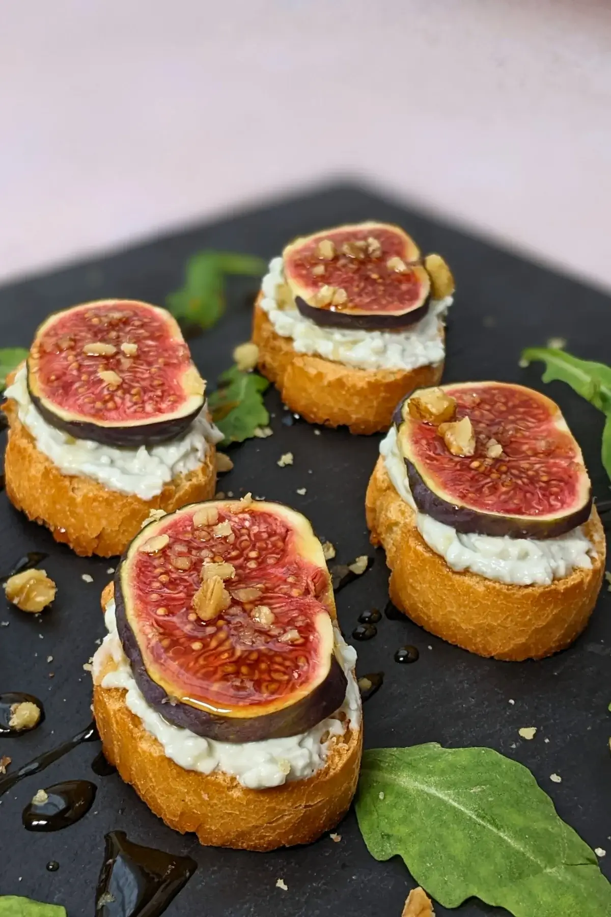 Fig and Whipped Blue Cheese Crostini Appetizers - Italian toasts with fresh figs and whipped blue cheese.